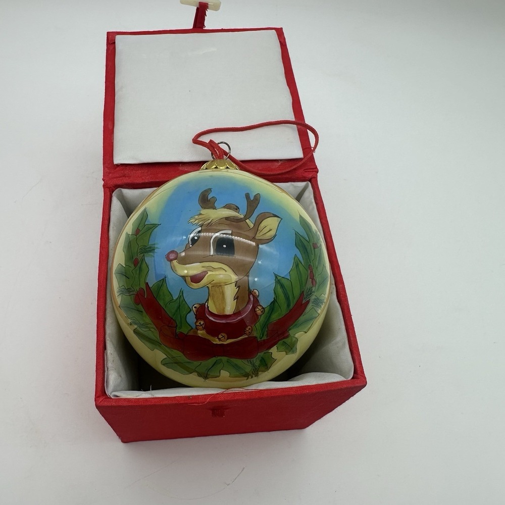 Vintage Christmas Blown Glass Ornament RUDOLPH REINDEER Collectibles  4"
